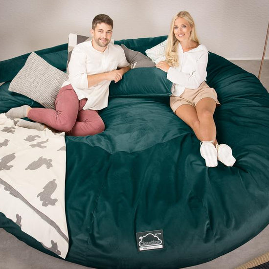 LOUNGE PUG, CloudSac 5000 XXXXXL - gigantický sedací vak ve tvaru pohovky z paměťové pěny,Samet Tyrkysová