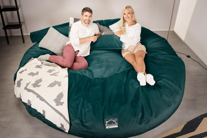 LOUNGE PUG, CloudSac 5000 XXXXXL - gigantický sedací vak ve tvaru pohovky z paměťové pěny,Samet Tyrkysová