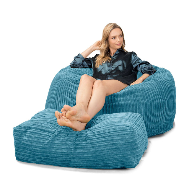 LOUNGE PUG, CloudSac 510 XL - XL sedací vak z paměťové pěny (NOVÝ DESIGN),Manšestr Modrozelená