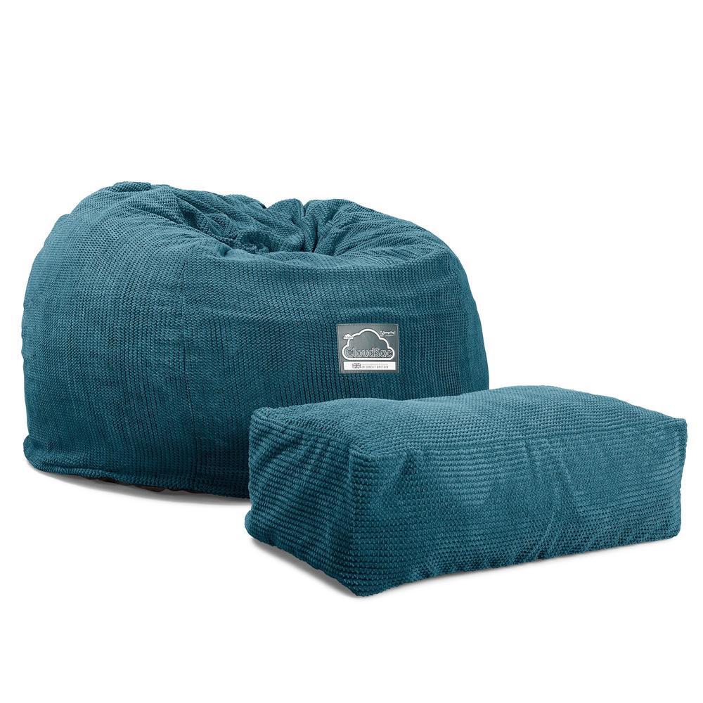 LOUNGE PUG, CloudSac 510 XL - XL sedací vak z paměťové pěny (NOVÝ DESIGN),Pom pom Modrozelená