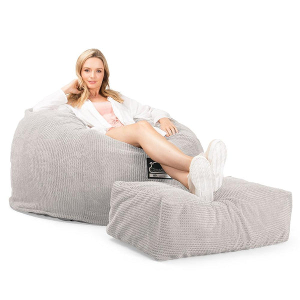 LOUNGE PUG, CloudSac 510 XL - XL sedací vak z paměťové pěny (NOVÝ DESIGN),Pom pom Slonovinová