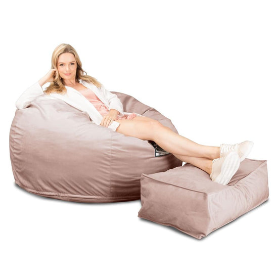 LOUNGE PUG, CloudSac 510 XL - XL sedací vak z paměťové pěny (NOVÝ DESIGN),Samet Růžová