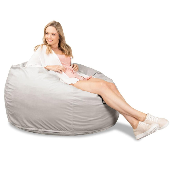 LOUNGE PUG, CloudSac 510 XL - XL sedací vak z paměťové pěny (NOVÝ DESIGN),Samet Stříbrná