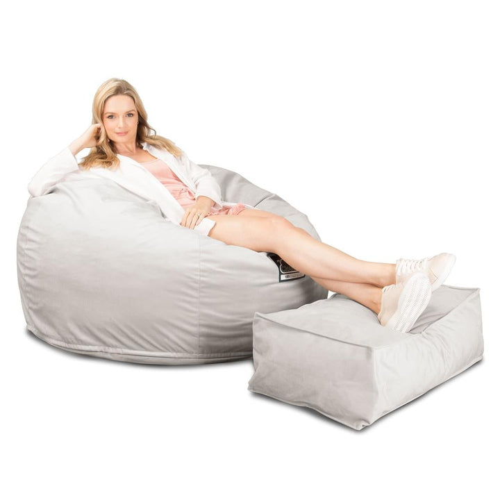 LOUNGE PUG, CloudSac 510 XL - XL sedací vak z paměťové pěny (NOVÝ DESIGN),Samet Stříbrná