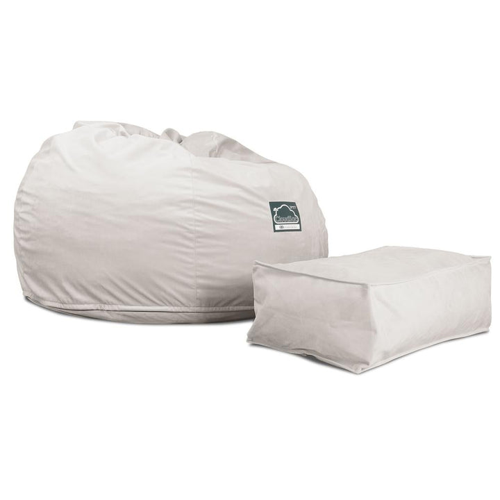 LOUNGE PUG, CloudSac 510 XL - XL sedací vak z paměťové pěny (NOVÝ DESIGN),Samet Stříbrná