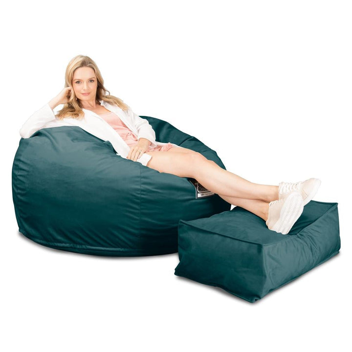 LOUNGE PUG, CloudSac 510 XL - XL sedací vak z paměťové pěny (NOVÝ DESIGN),Samet Tyrkysová