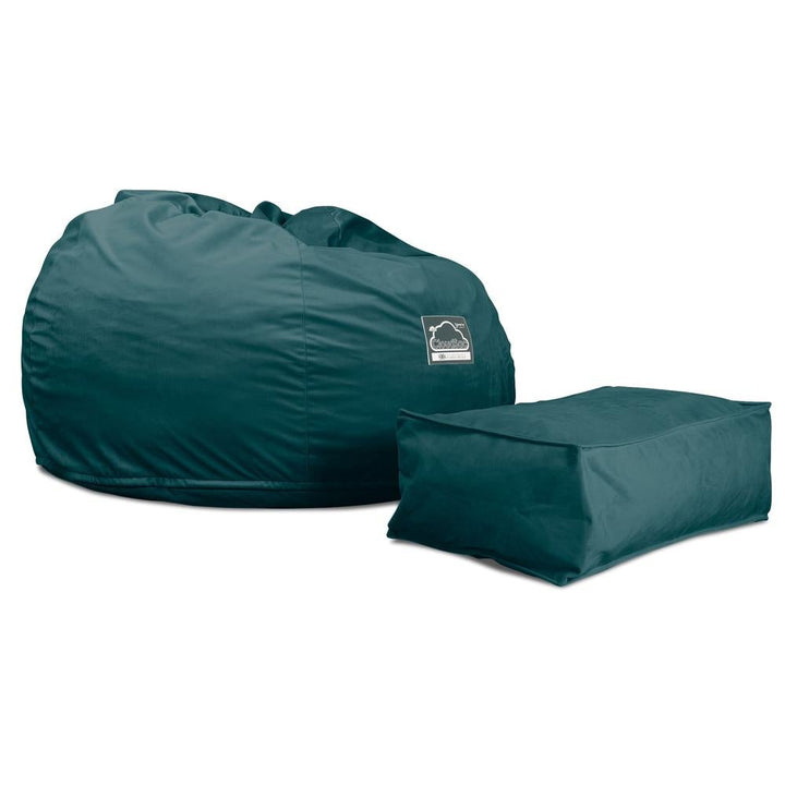 LOUNGE PUG, CloudSac 510 XL - XL sedací vak z paměťové pěny (NOVÝ DESIGN),Samet Tyrkysová