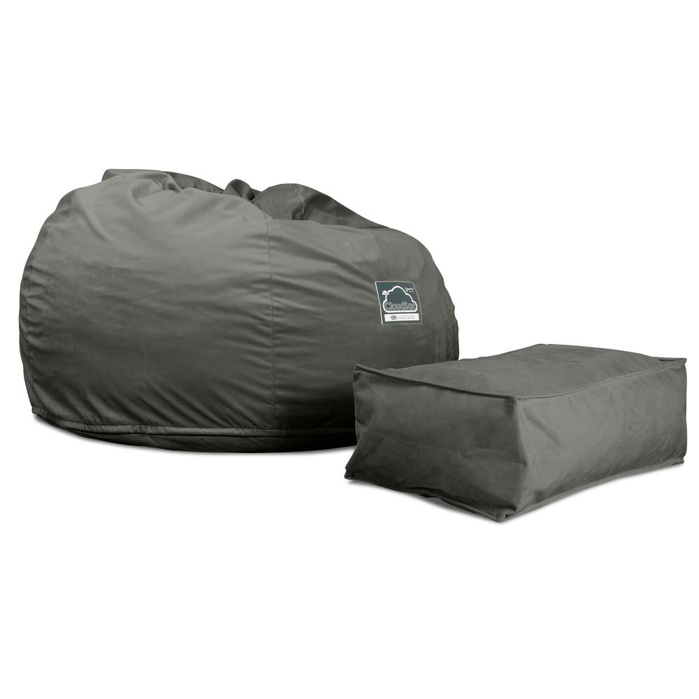 LOUNGE PUG, CloudSac 510 XL - XL sedací vak z paměťové pěny (NOVÝ DESIGN),Samet Tmavomodrá šeď