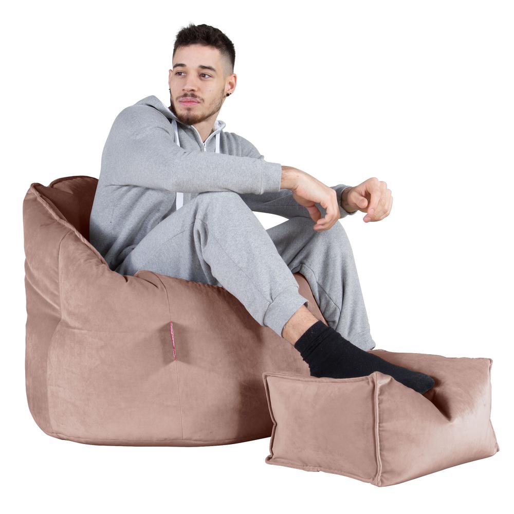 LOUNGE PUG, Pohodlný sedací pytel, Samet Růžová