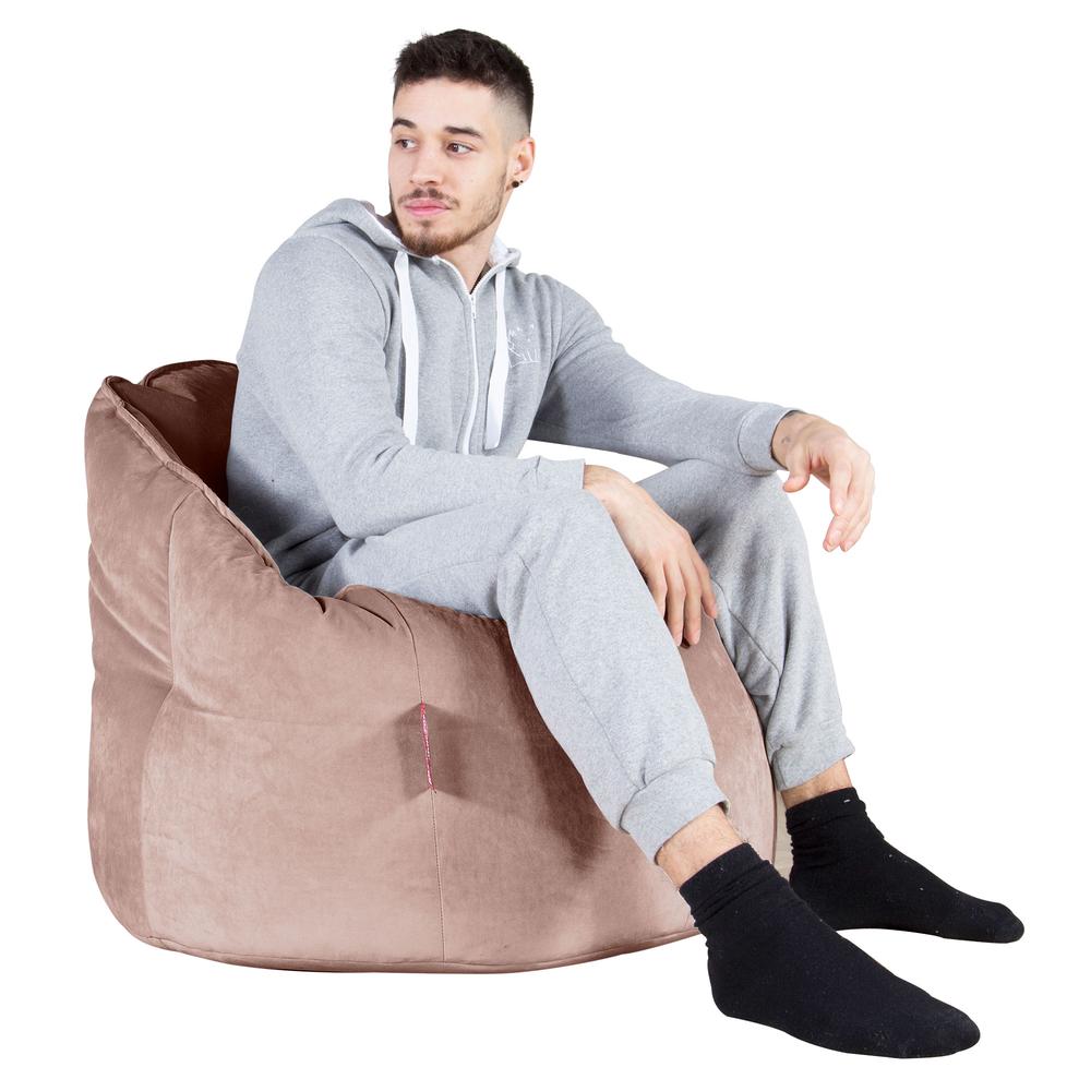 LOUNGE PUG, Pohodlný sedací pytel, Samet Růžová