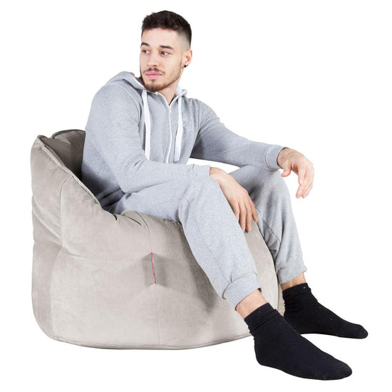 LOUNGE PUG, Pohodlný sedací pytel, Samet Stříbrná