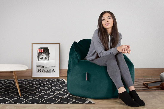 LOUNGE PUG, Pohodlný sedací pytel, Samet Tyrkysová