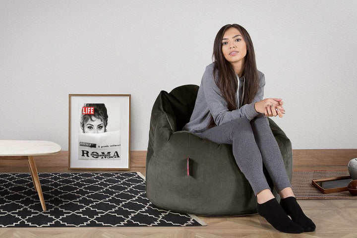 LOUNGE PUG, Pohodlný sedací pytel, Samet Tmavomodrá šeď