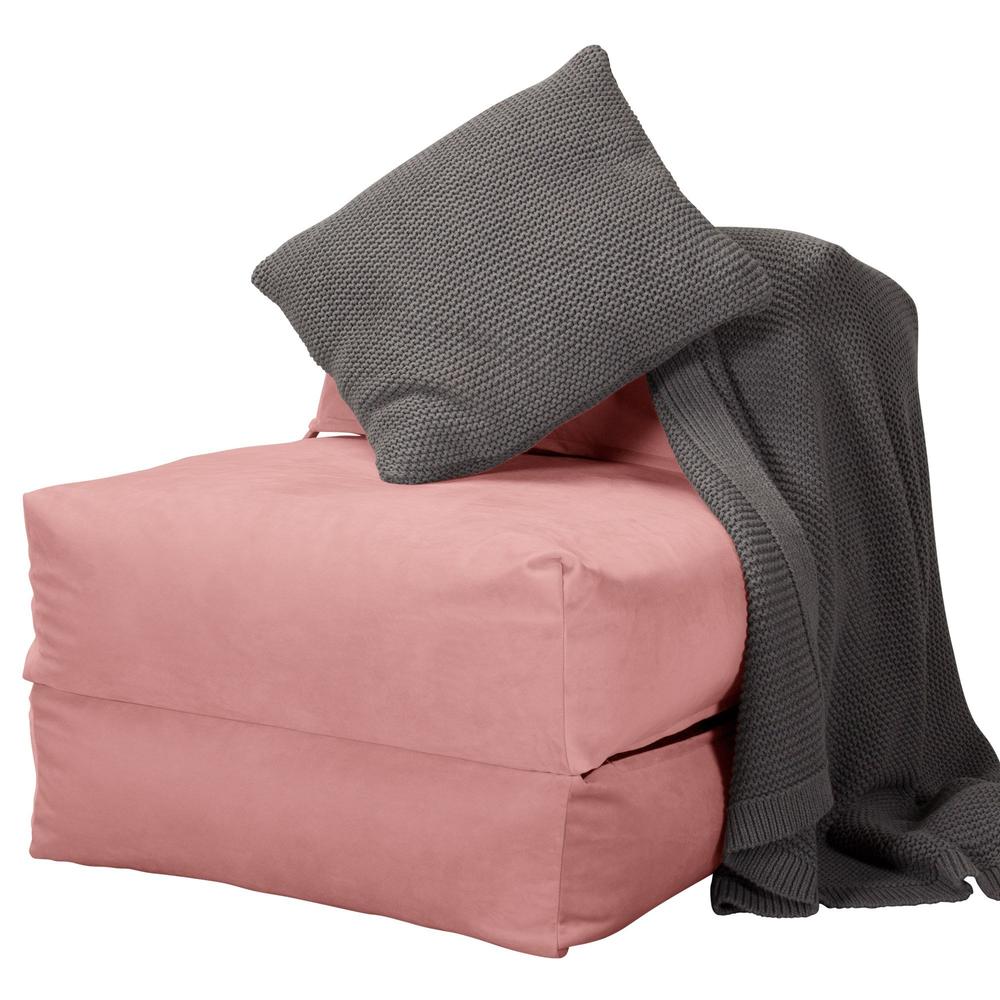 Avery - rozkládací futon, rozkládací postel, postel pro hosty od Lounge Pug,Samet Růžová