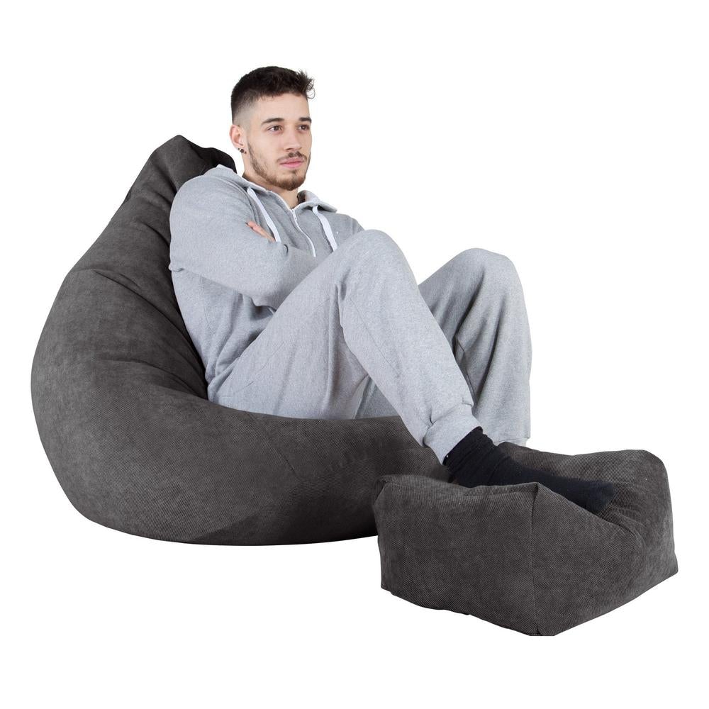 LOUNGE PUG, Sedací vak hruška, Bristol Flock Tmavomodrá šeď