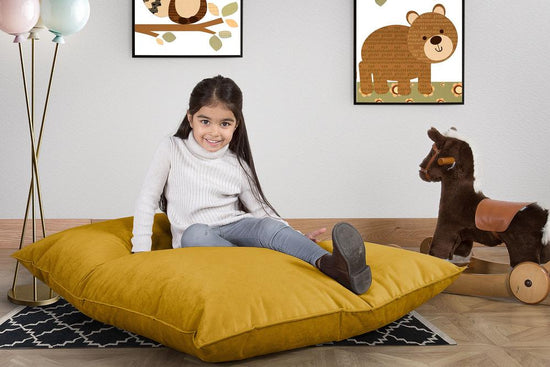 LOUNGE PUG, Sedací vak Junior, Dětský sedací vak, Samet Zlatá