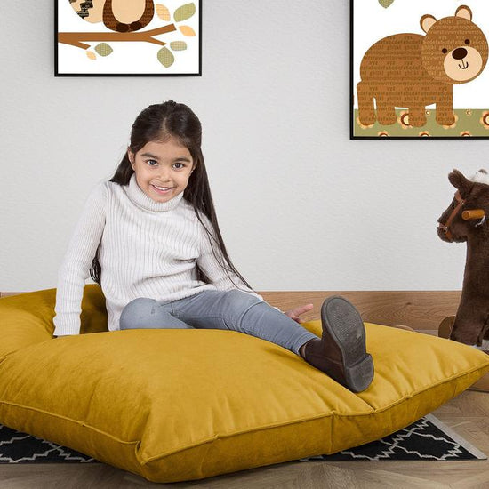 LOUNGE PUG, Sedací vak Junior, Dětský sedací vak, Samet Zlatá