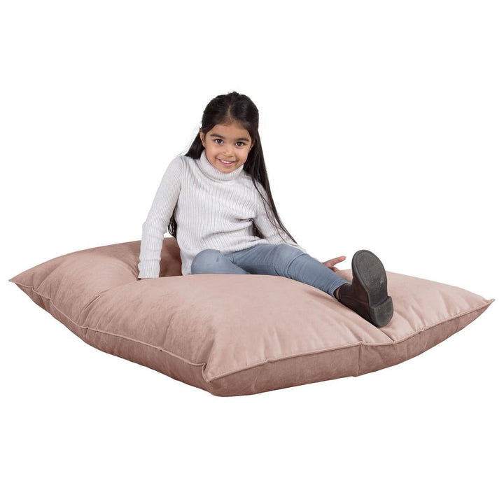 LOUNGE PUG, Sedací vak Junior, Dětský sedací vak, Samet Růžová