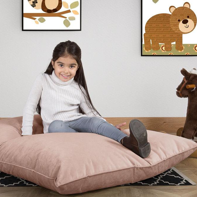 LOUNGE PUG, Sedací vak Junior, Dětský sedací vak, Samet Růžová