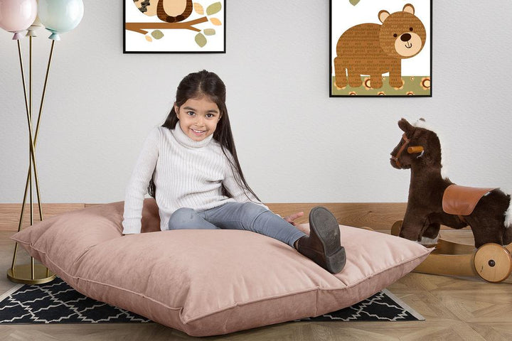 LOUNGE PUG, Sedací vak Junior, Dětský sedací vak, Samet Růžová
