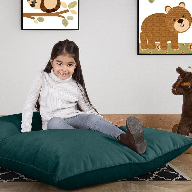 LOUNGE PUG, Sedací vak Junior, Dětský sedací vak, Samet Tyrkysová