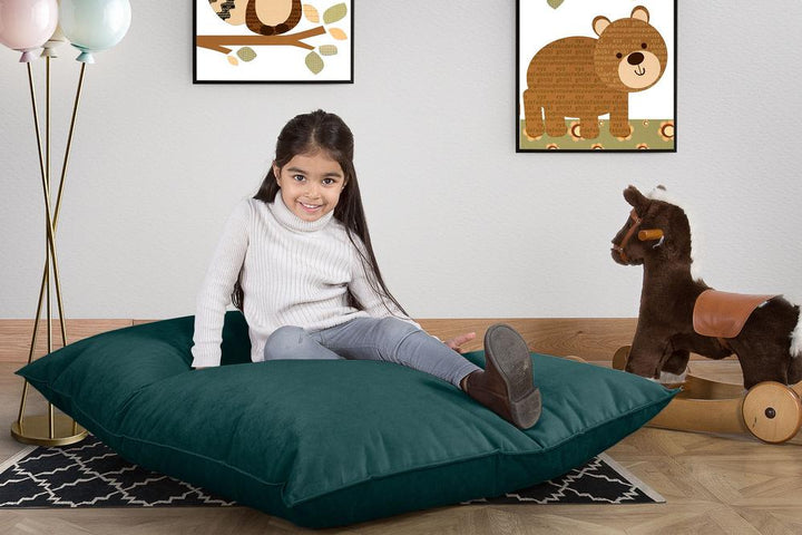 LOUNGE PUG, Sedací vak Junior, Dětský sedací vak, Samet Tyrkysová