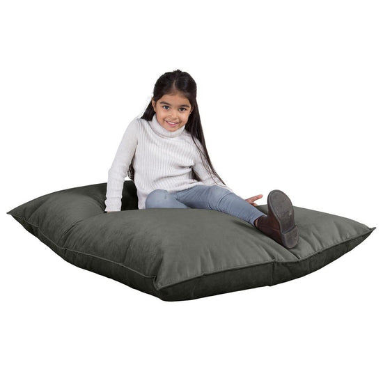 LOUNGE PUG, Sedací vak Junior, Dětský sedací vak, Samet Tmavomodrá šeď