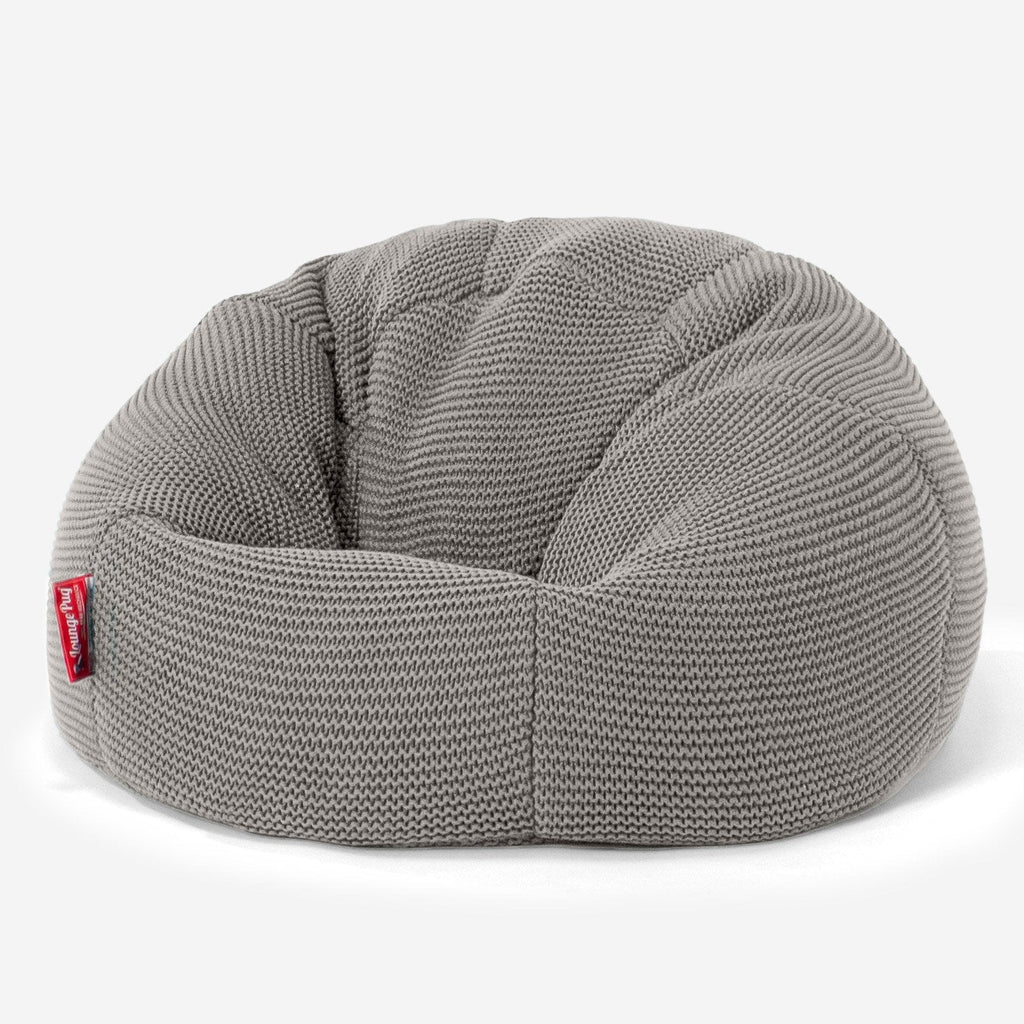 LOUNGE PUG - ELLOS Pletený - Sedací vak pro batolata - Dětský klasický sedací pytel - Šedá