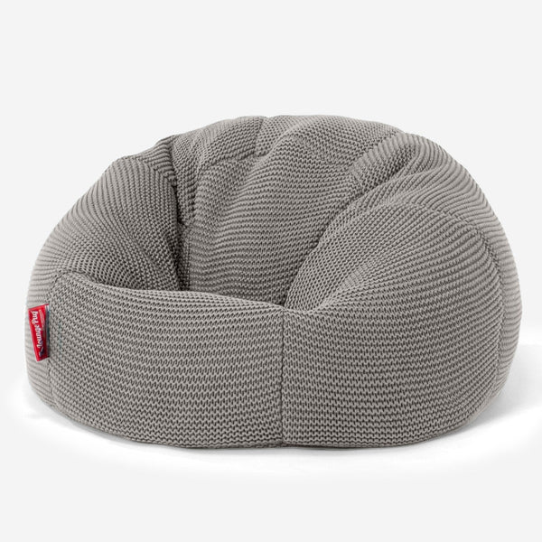 LOUNGE PUG - ELLOS Pletený - Sedací vak pro batolata - Dětský klasický sedací pytel - Šedá