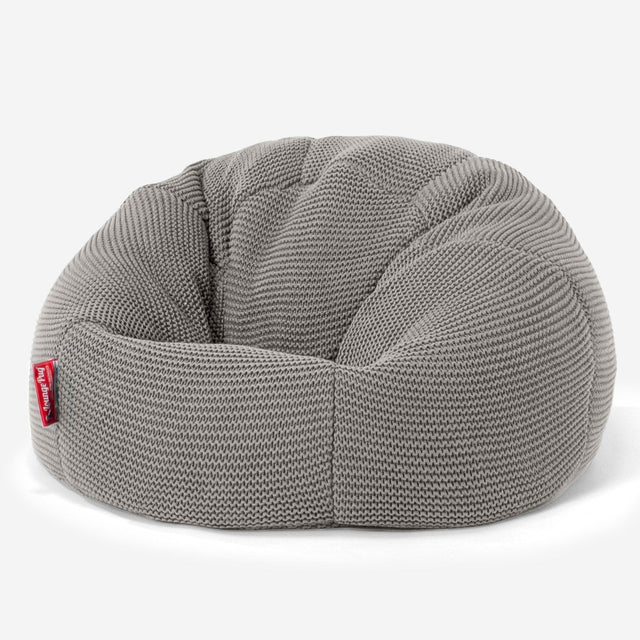 LOUNGE PUG - ELLOS Pletený - Sedací vak pro batolata - Dětský klasický sedací pytel - Šedá