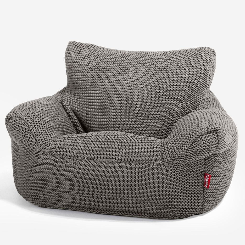 LOUNGE PUG, Sedací vak křesla pro batolata od 1 do 3 let, Ellos Pletený Šedá