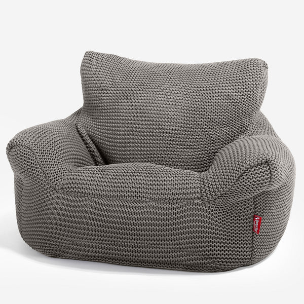 LOUNGE PUG, Sedací vak křesla pro batolata od 1 do 3 let, Ellos Pletený Šedá