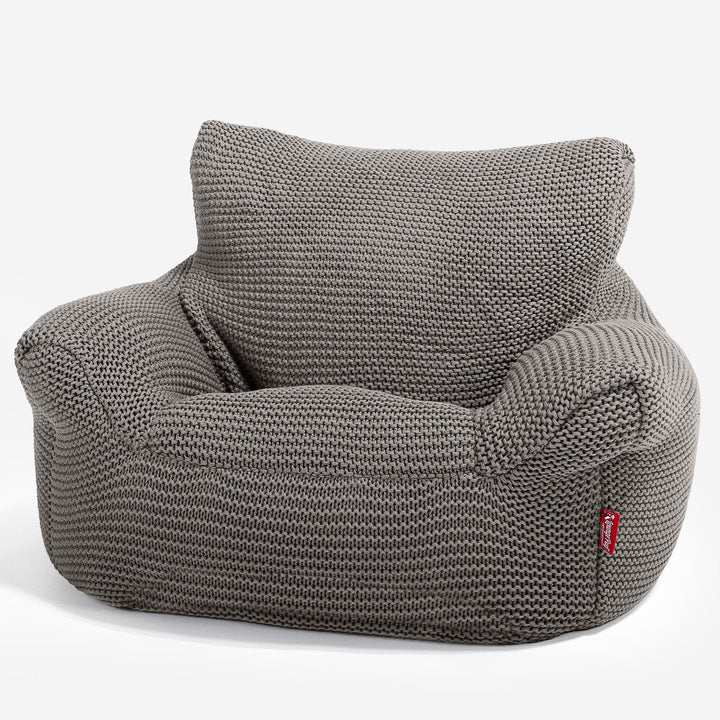 LOUNGE PUG, Sedací vak křesla pro batolata od 1 do 3 let, Ellos Pletený Šedá
