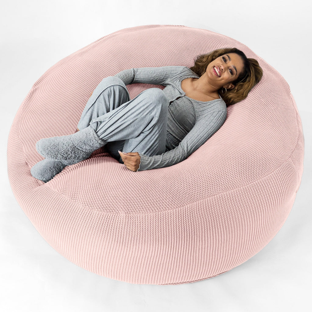 LOUNGE PUG, Mega mamutí sedací vak pohovka, Obří sedací vak, Ellos Pletený Dětská růžová