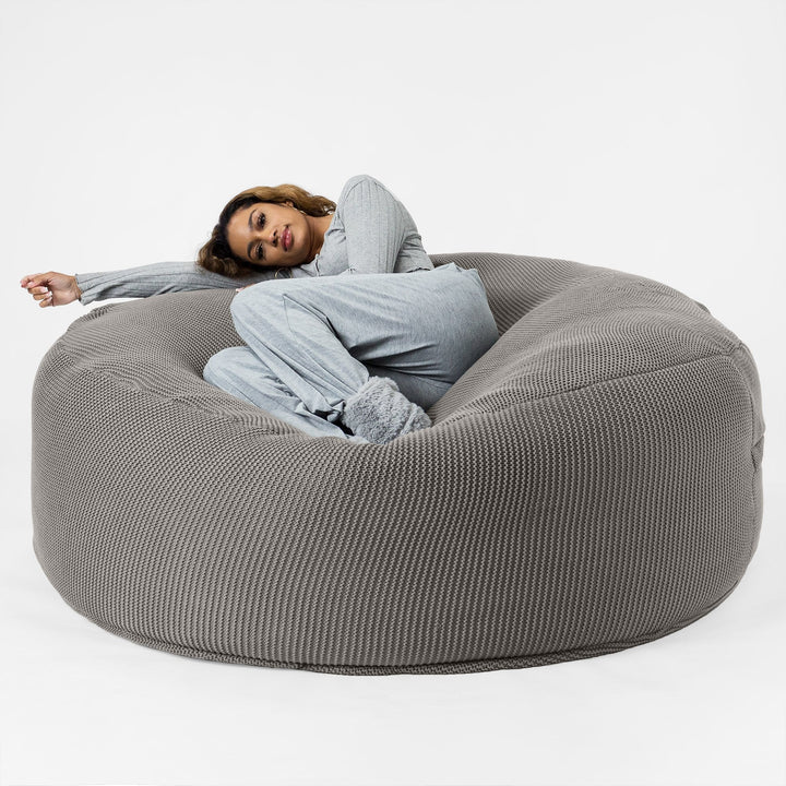 LOUNGE PUG, Mega mamutí sedací vak pohovka, Obří sedací vak, Ellos Pletený Šedá