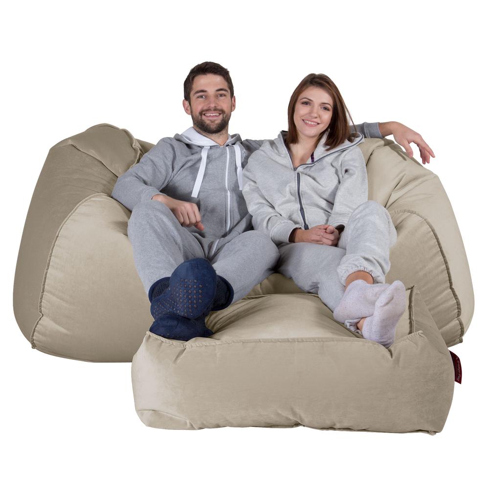 LOUNGE PUG, Obrovský sedací vak pohovka, Samet Norek
