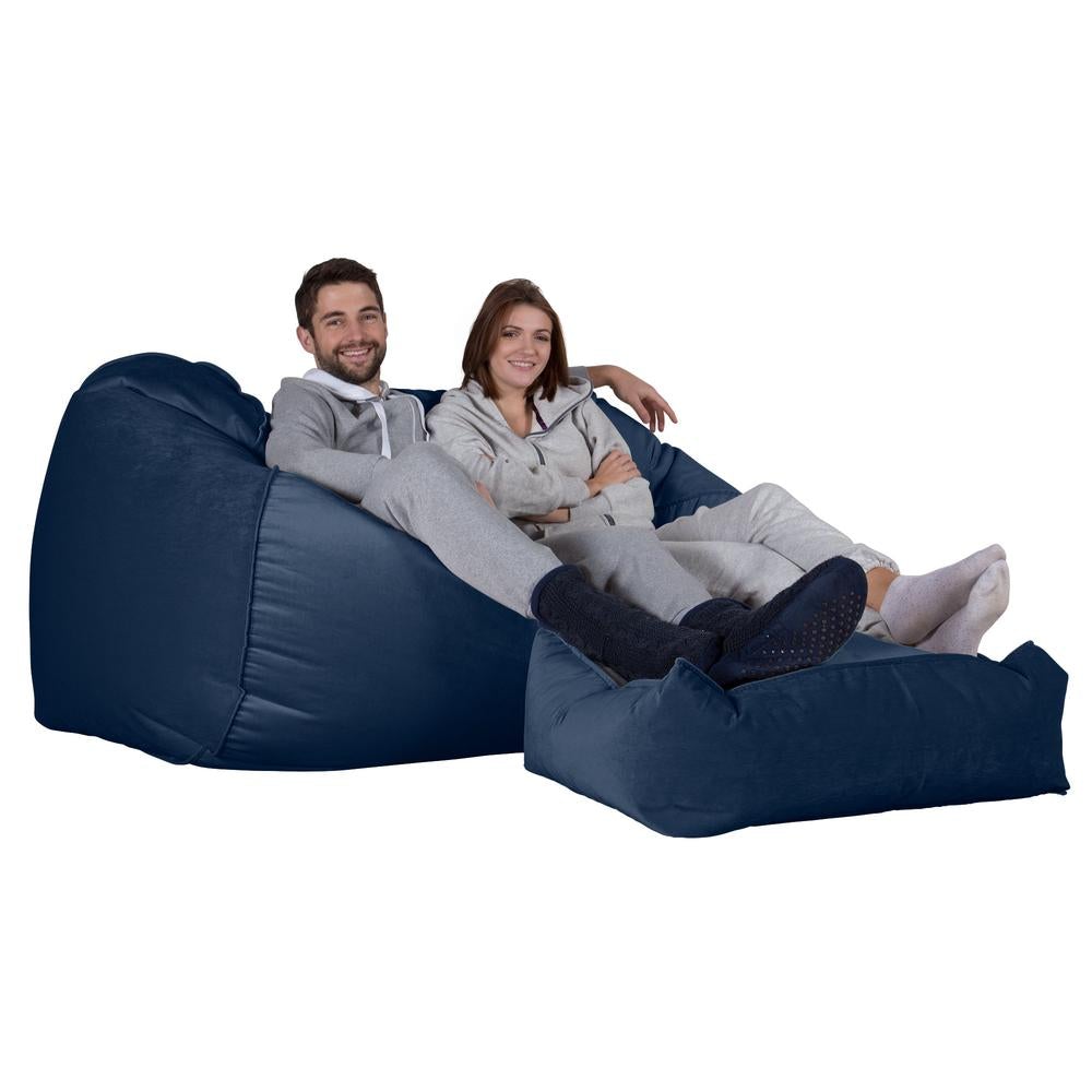 LOUNGE PUG, Obrovský sedací vak pohovka, Samet Námořnická modř