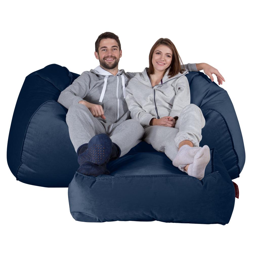 LOUNGE PUG, Obrovský sedací vak pohovka, Samet Námořnická modř