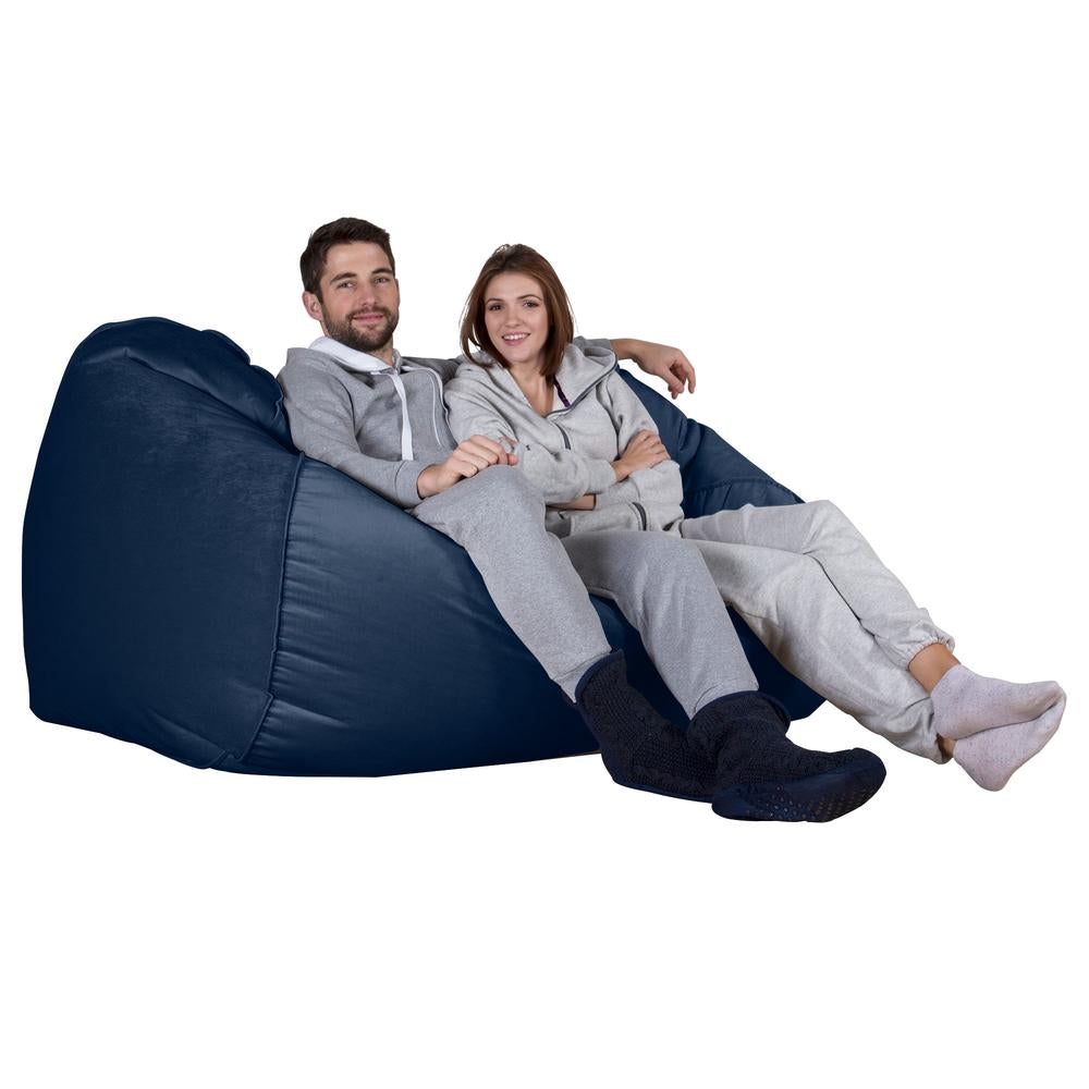 LOUNGE PUG, Obrovský sedací vak pohovka, Samet Námořnická modř