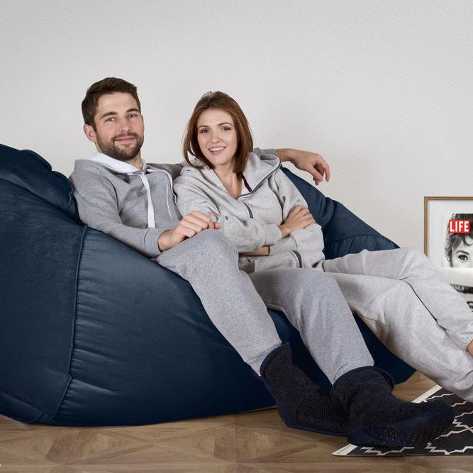LOUNGE PUG, Obrovský sedací vak pohovka, Samet Námořnická modř
