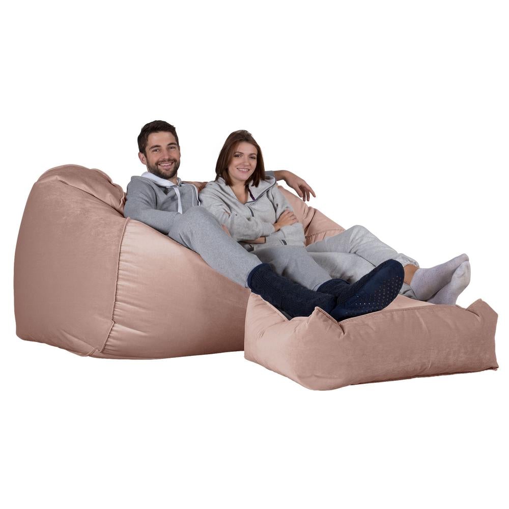 LOUNGE PUG, Obrovský sedací vak pohovka, Samet Růžová
