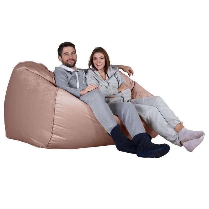 LOUNGE PUG, Obrovský sedací vak pohovka, Samet Růžová