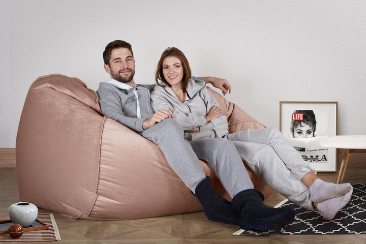 LOUNGE PUG, Obrovský sedací vak pohovka, Samet Růžová