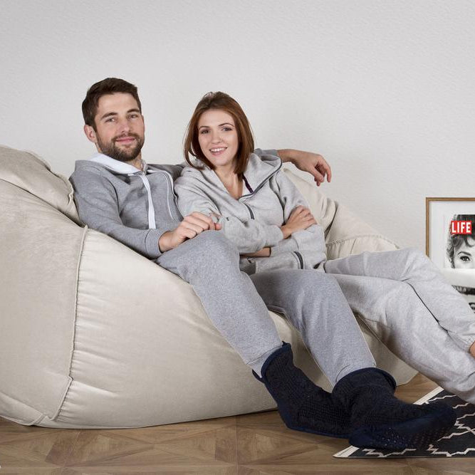 LOUNGE PUG, Obrovský sedací vak pohovka, Samet Stříbrná
