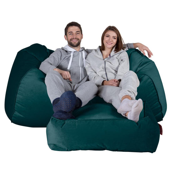 LOUNGE PUG, Obrovský sedací vak pohovka, Samet Tyrkysová