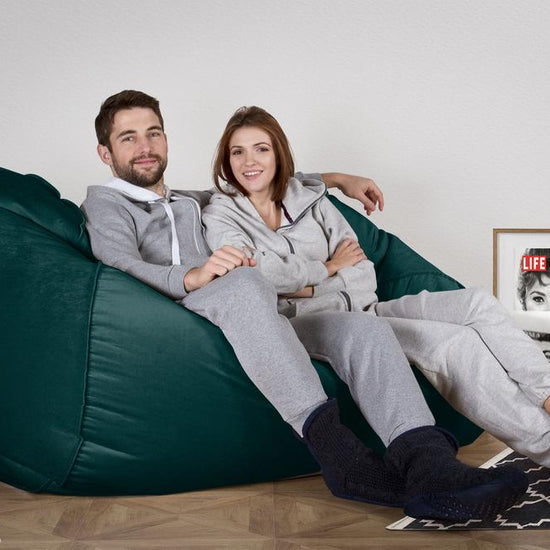 LOUNGE PUG, Obrovský sedací vak pohovka, Samet Tyrkysová