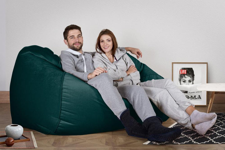 LOUNGE PUG, Obrovský sedací vak pohovka, Samet Tyrkysová