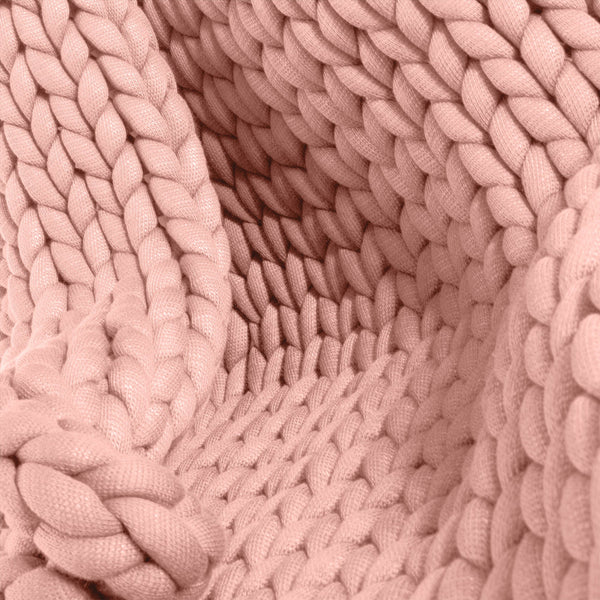 Těžká Přikrývka pro Dospělé - Pletené Tmavě Pudrově růžová Fabric Close-up Image