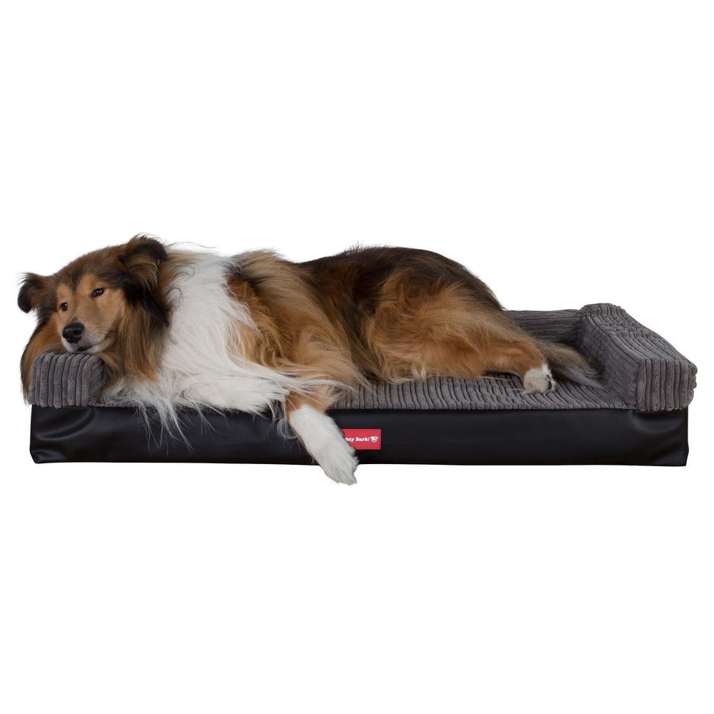 Pelíšek ve tvaru lavice, ortopedický pelíšek pro psy z paměťové pěny, velký, střední, XXL - Nepravá kůže Černá