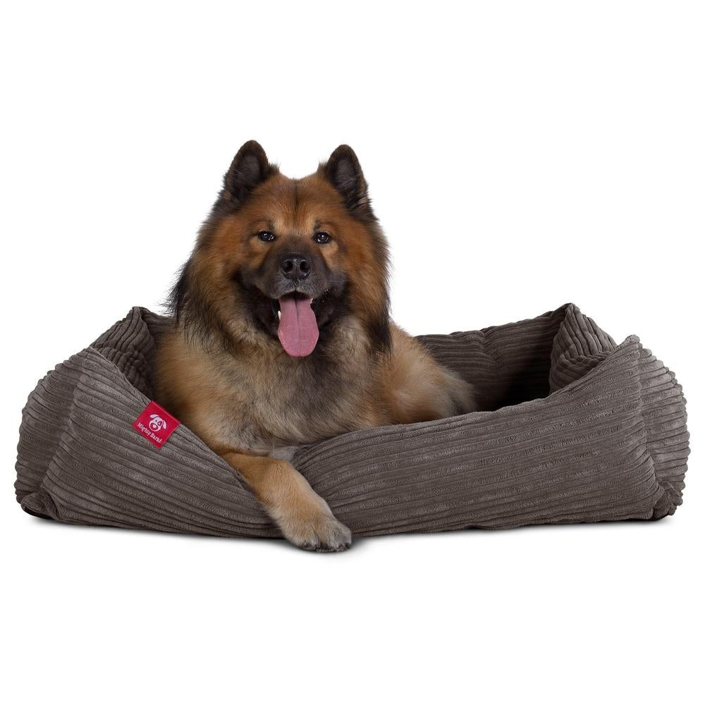 Pelíšek ve tvaru hnízda, ortopedický pelíšek pro psy s okrajem z paměťové pěny, malý, střední, velký - Manšestr Tmavomodrá šeď